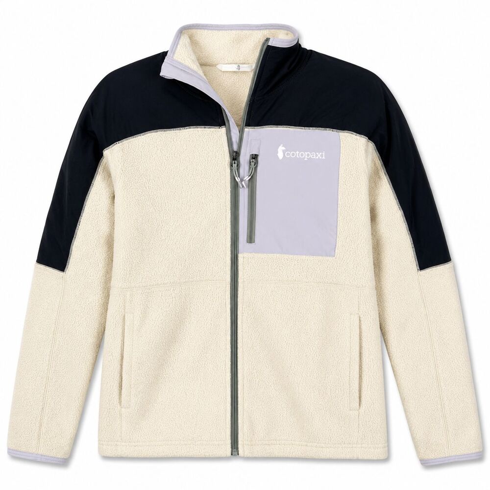 Cotopaxi Abrazo Sherpa Fleece Jacket Womens Medium Cream Black Full Zip Hiking